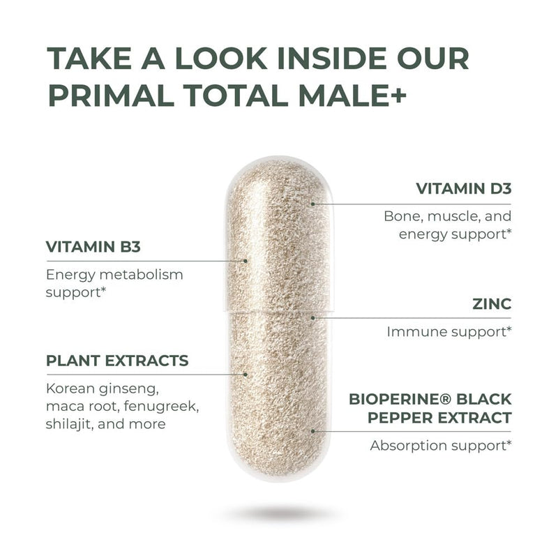 Primal Harvest Total Male+ Multivitamin for Men – Energy & Vitality (90 Count)