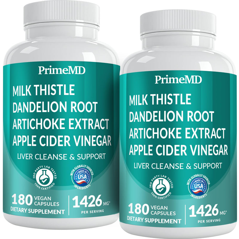 PrimeMD 32-in-1 Liver Support with Milk Thistle – 180 Count (Pack of 2) – 1426mg