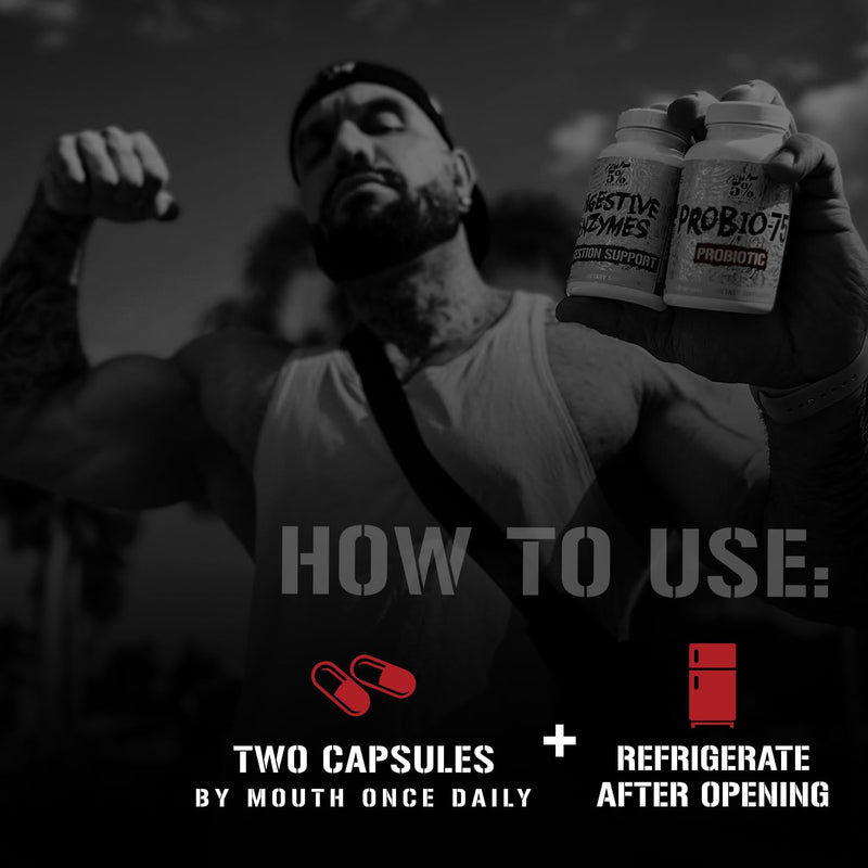5% Nutrition Rich Piana Probio-75 Billion CFUs | Vegan, 14 Unique Strains