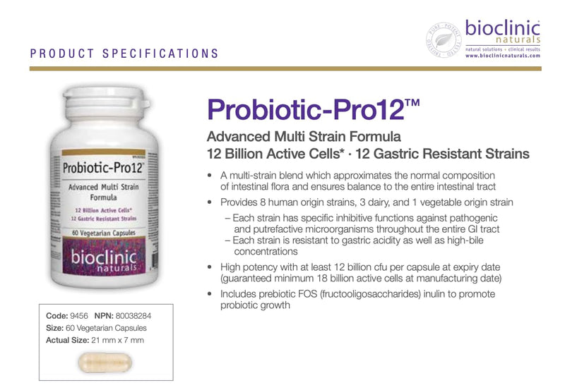 Probiotic Pro 12 60 VegiCaps – 12-Species Probiotic Supplement