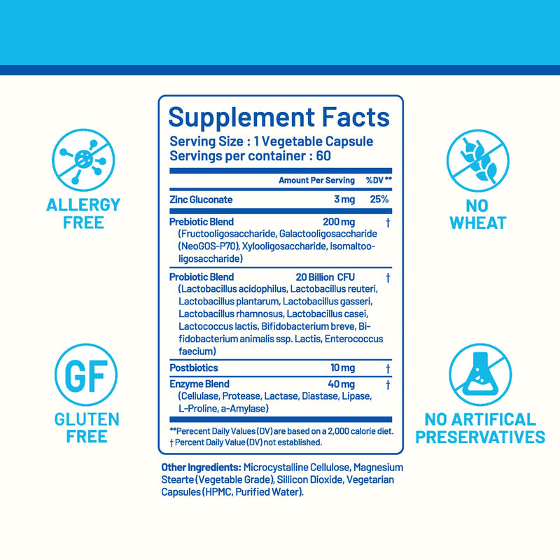 Probiotics 3 in 1: Prebiotics + Probiotics + Postbiotics | 60 Veg Caps | CGM Labs