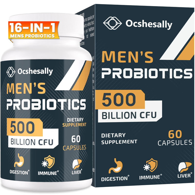 Probiotics for Men – 500B CFUs, 12 Strains, Turmeric & Cranberry, 60 Capsules