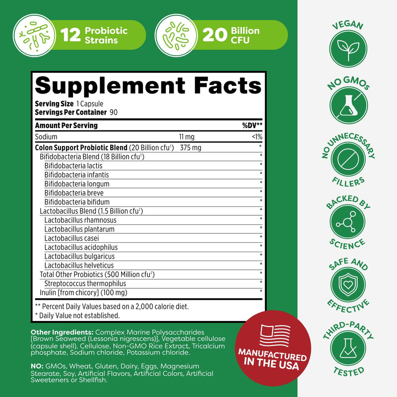 Probulin Colon Support Probiotic - 20B CFU, 90 Vegan Capsules