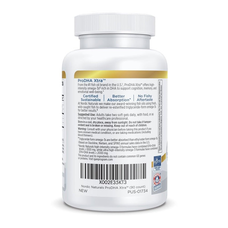Nordic Naturals ProDHA Xtra Strawberry – High-Potency DHA for Brain, Mood & Memory | 90 Soft Gels