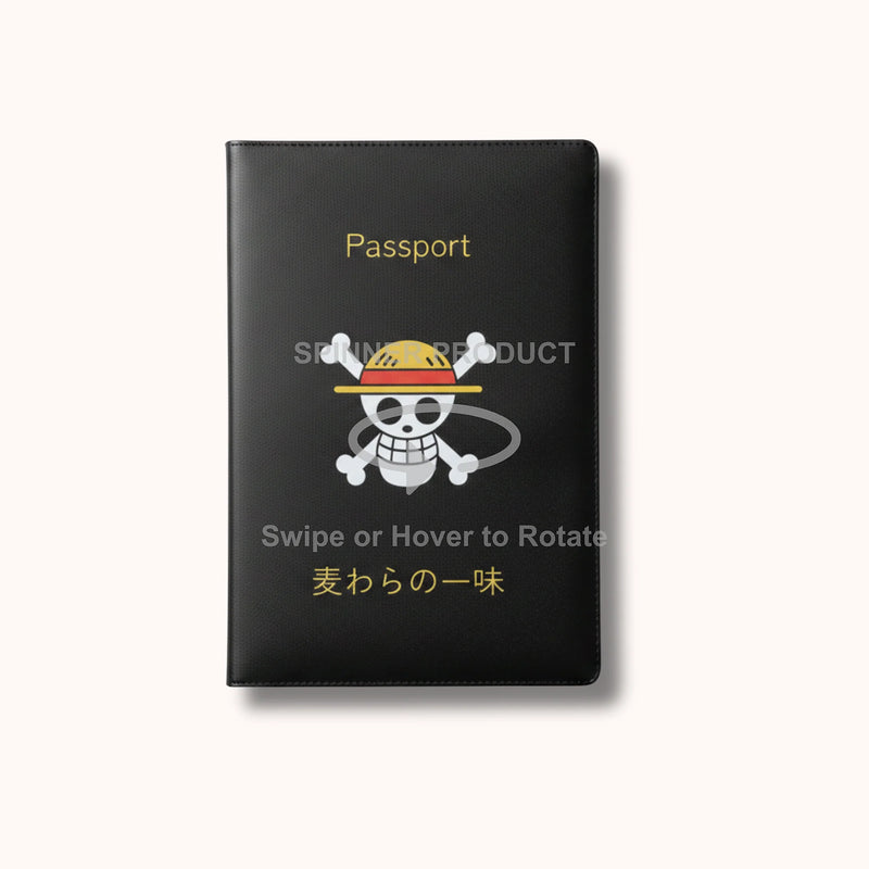 One Piece Straw Hat Pirates Black Passport Cover