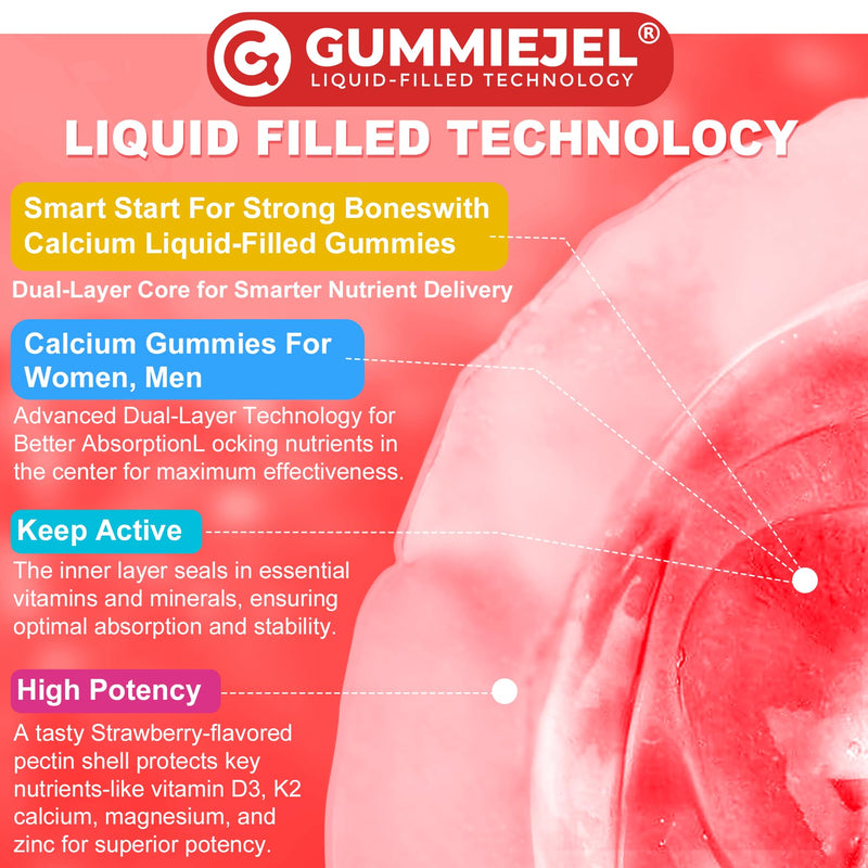Liposomal Calcium 1000mg Gummies with D3 and K2 - Sugar-Free, Vegan