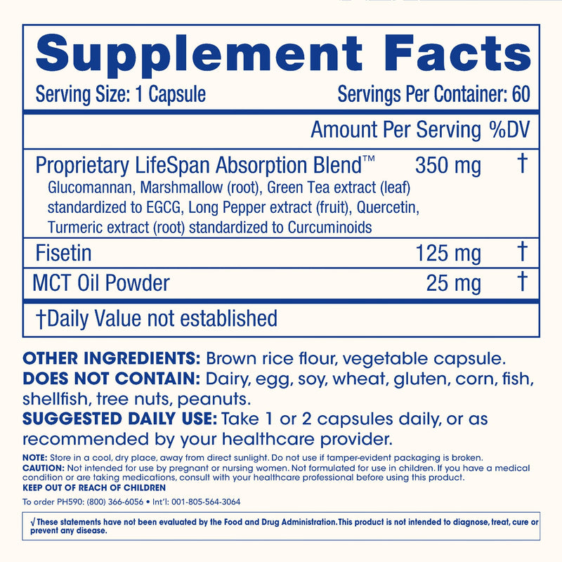 ProHealth Fisetin Supplements – 15X Better Absorption from Polyphenol Blend + MCT Oil | 125mg x 60 Servings
