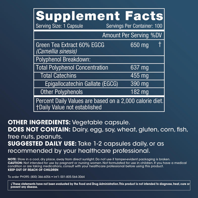 ProHealth Longevity Green Tea EGCG Extreme – 390mg EGCG, 100 Capsules