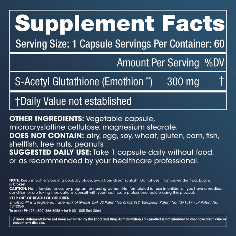ProHealth S-Acetyl Glutathione (Emothion™) (300 mg - 60 Capsules) | Antioxidant Support