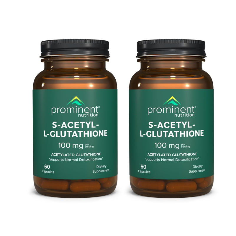 Prominent Nutrition S-Acetyl L-Glutathione Supplement - Liver Detox & Antioxidant Support | Vegan 2-Pack