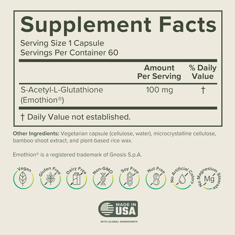 Prominent Nutrition S-Acetyl L-Glutathione Supplement - Liver Detox & Antioxidant Support | Vegan 2-Pack