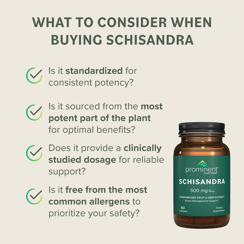 Prominent Nutrition Schisandra Berry Extract – 500 mg, Stress Support, 60 Capsules