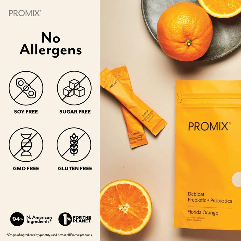 ProMix Nutrition Debloat Prebiotics & Probiotics with Baobab – Vitamin C Rich, Bloating Relief, Immune Support – Orange – 30 Servings (Pack of 30)