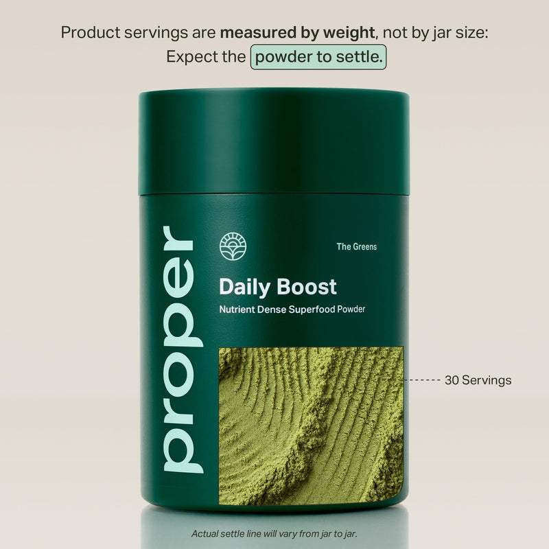 Proper The Greens Daily Boost Organic Greens Powder – Apple Flavor, Wheatgrass, Spirulina & Chlorella