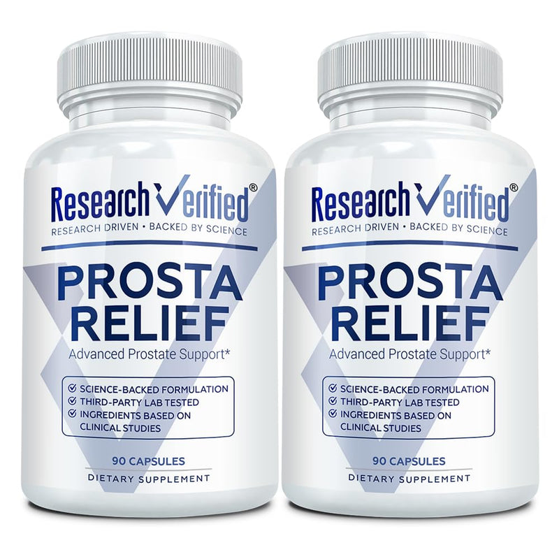 Research Verified Prosta Relief - Saw Palmetto & Bioperine - Prostate, Bladder & Urinary Health - 90 Capsules (Pack of 2)