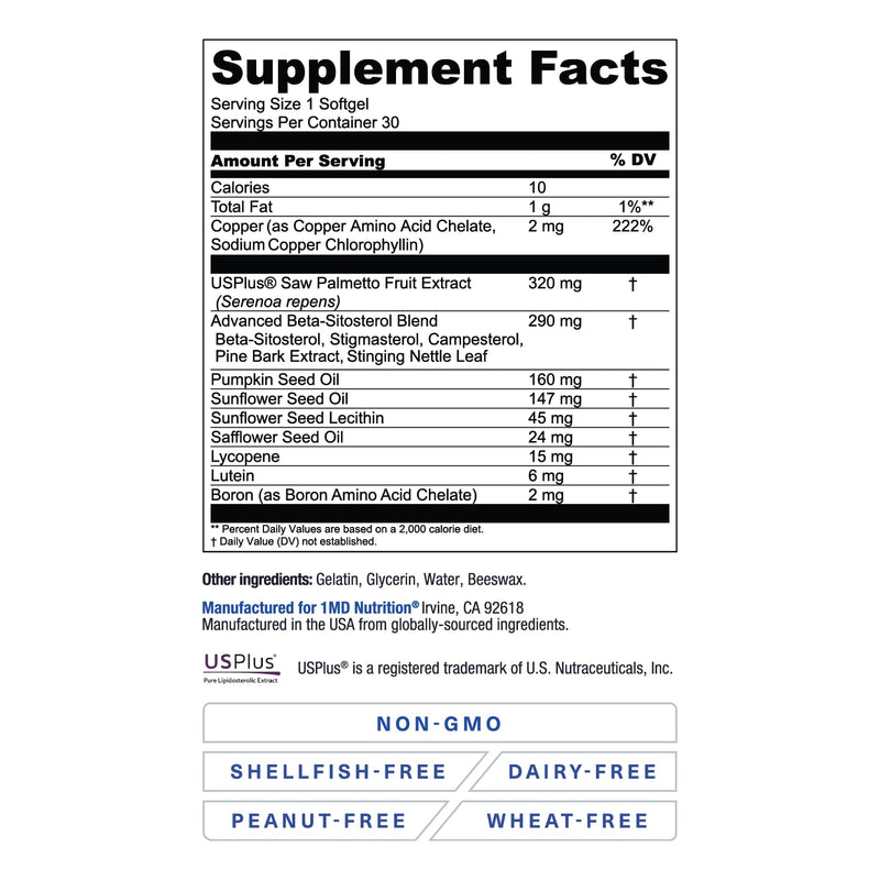 1MD ProstateMD Saw Palmetto Prostate Support: Urinary Health & Prostate Wellness, 60 Softgels (2-Pack)