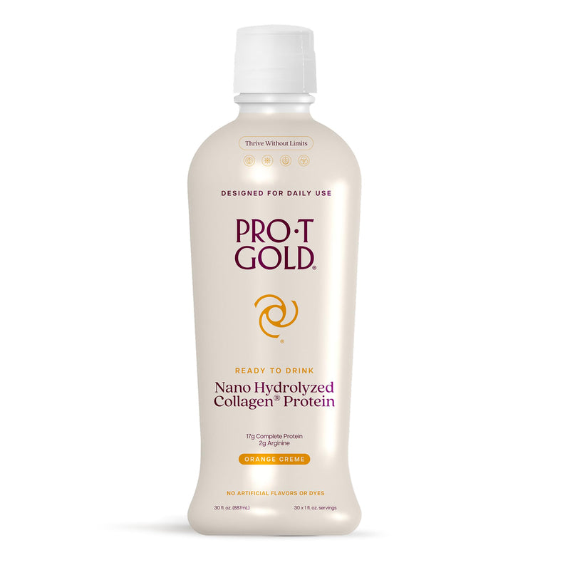 ProT Gold Liquid Collagen Protein Shot - 17g Protein, 2g Arginine, Gluten Free, Sugar Free, Orange Creme, 30 fl oz