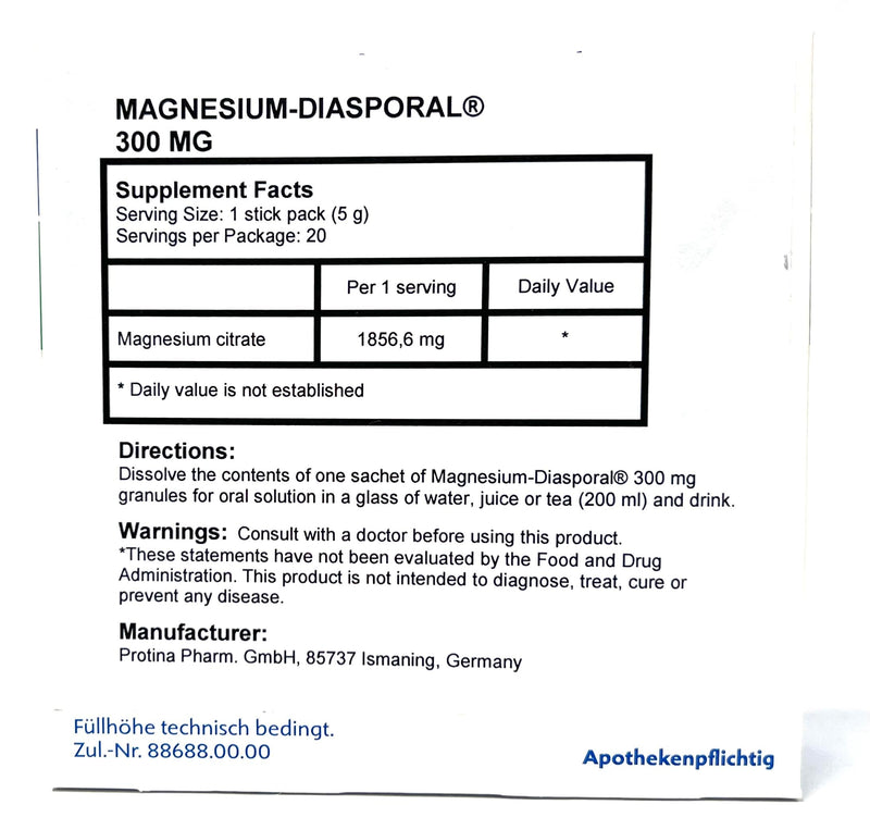 Protina Magnesium Diasporal 300 mg Granules for Oral Solution | Fast-Acting Biocompatible Magnesium