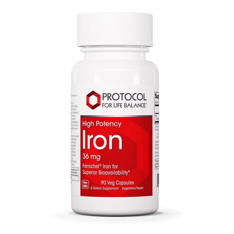 PROTOCOL FOR LIFE BALANCE Iron 36mg - Bioavailable Ferrochel Iron for Energy & Immunity - 90 Veg Capsules