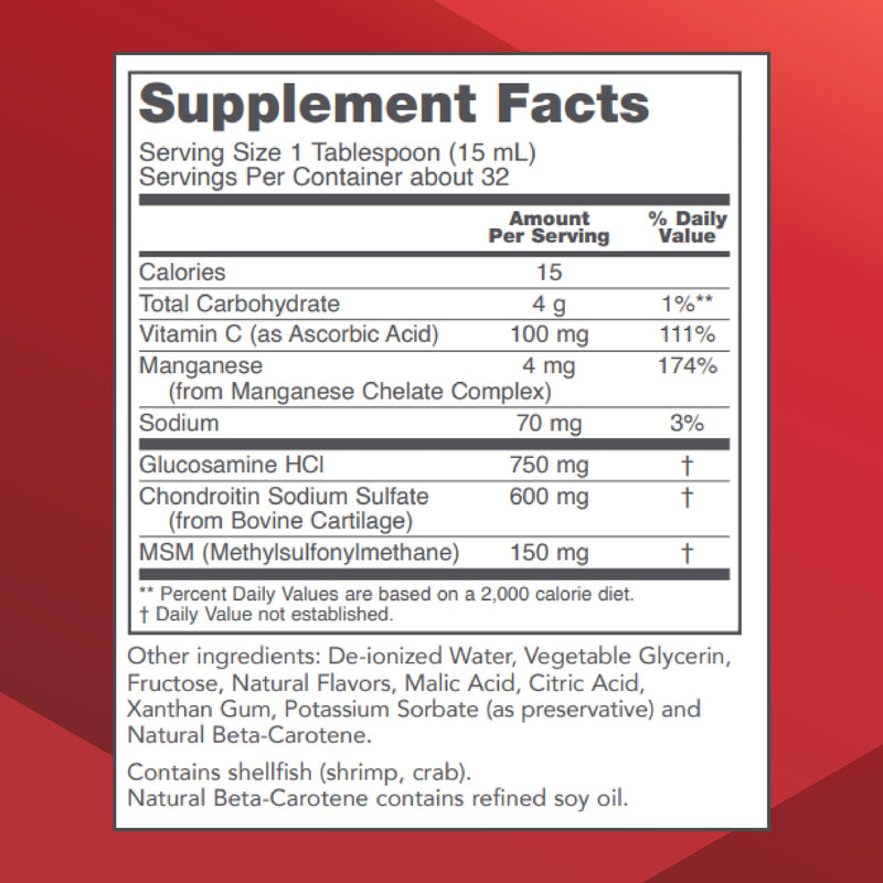 Protocol for Life Balance Liquid Glucosamine & Chondroitin with MSM – Joint Support – Egg Free, Dairy Free – 16 fl oz