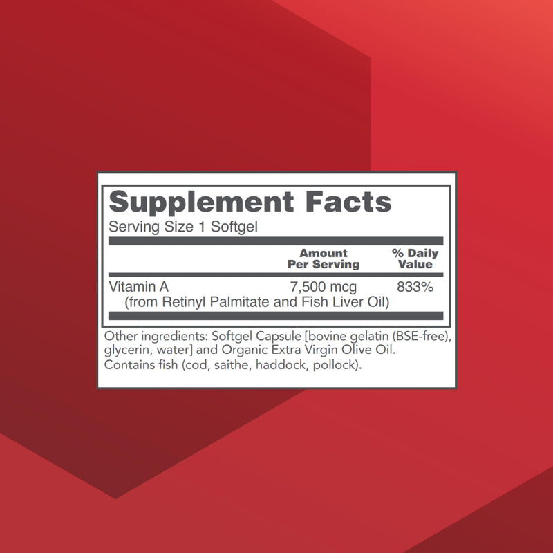 Vitamin A 25,000 IU - Eye & Immune Health | Protocol For Life Balance | 100 Softgels (2-Pack)