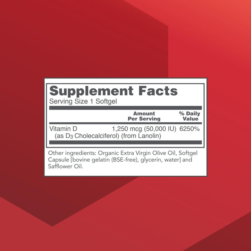 Protocol For Life Balance Vitamin D3 50,000 IU – Immune & Bone Health (50 Softgels)