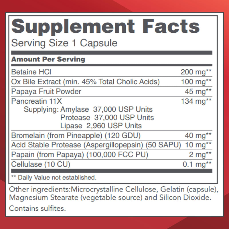 Protocol for Life Balance Enzymes-HCl - Digestive Enzymes with Bromelain | 120 Capsules