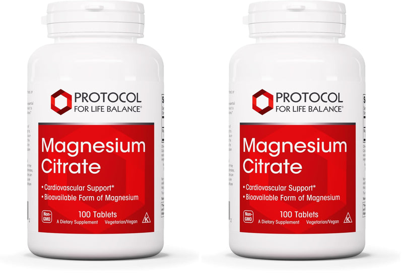 Magnesium Citrate 400mg – Heart Health & Bone Support | Protocol for Life Balance | Vegan, Kosher & Halal | 100 Tabs (Pack of 2)