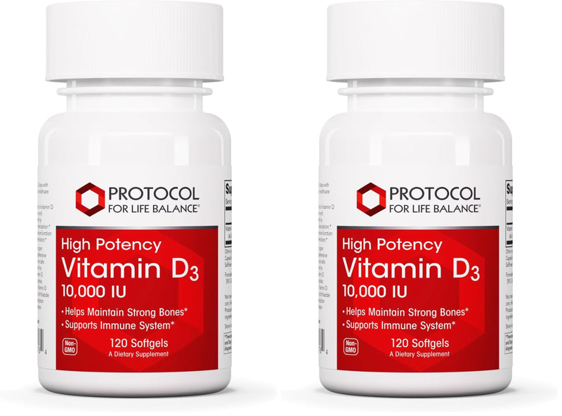 Vitamin D3 10,000 IU – Immune Support & Bone Health (Pack of 2) | Protocol For Life Balance