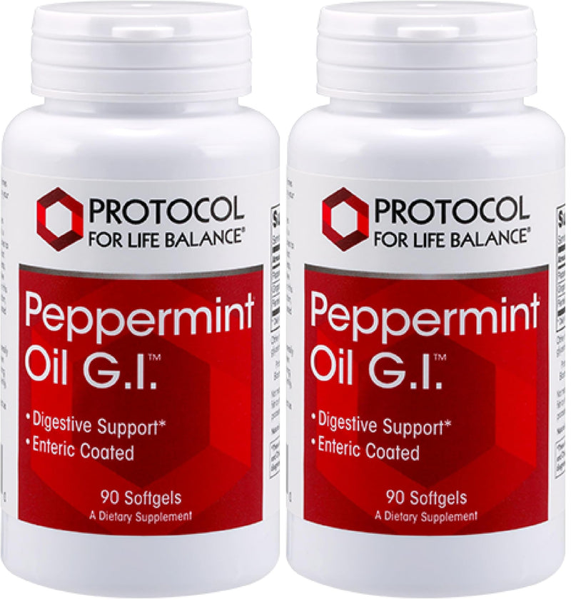 Protocol Peppermint G.I. - Digestive Health Support* | Enteric-Coated with Peppermint, Ginger & Fennel Oils | Dairy Free & Halal | 90 Softgels (Pack of 2)