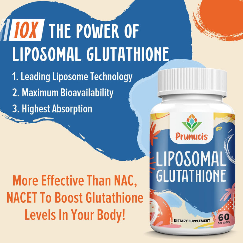 Prunucis 2400MG Liposomal Glutathione with Vitamin C, Milk Thistle & Alpha-Lipoic Acid — 180 Softgels
