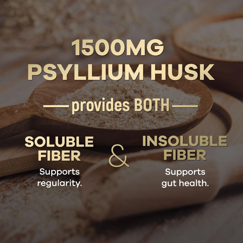 Psyllium Husk Capsules 1500 mg — Vegan Fiber Supplement for Digestive Health & Regularity | Non-GMO, 180 Veggie Capsules