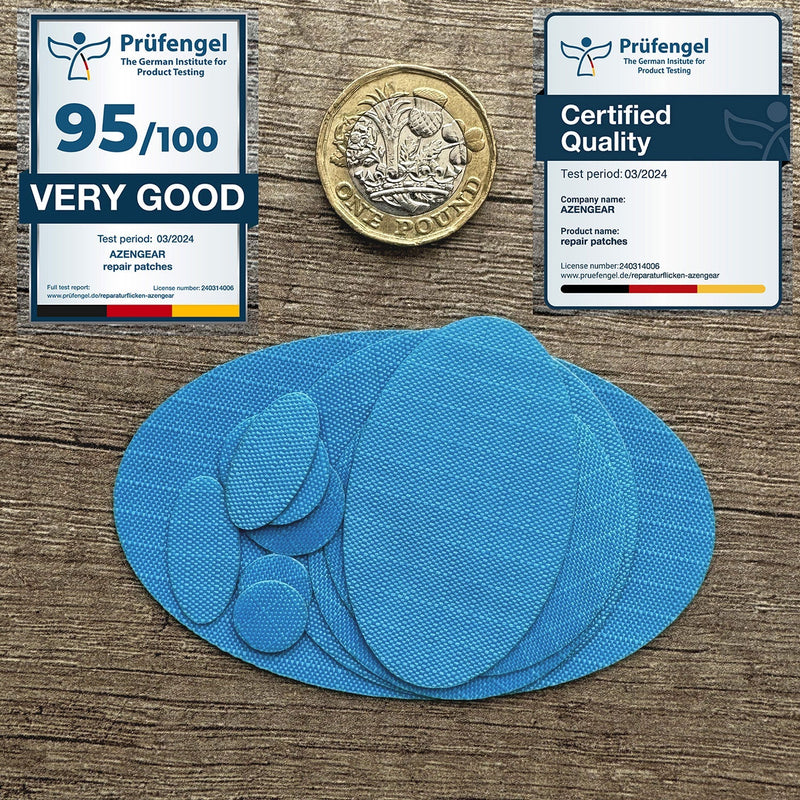 Repair Patches (30+ Colours) for Puffer Jackets, Tents, Upholstery - Stick On, Waterproof, Tear-Cold-Heat-Resistant