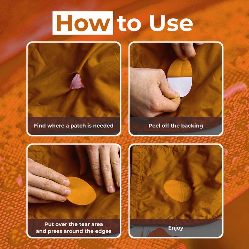 Repair Patches (30+ Colours) for Puffer Jackets, Tents, Upholstery - Stick On, Waterproof, Tear-Cold-Heat-Resistant