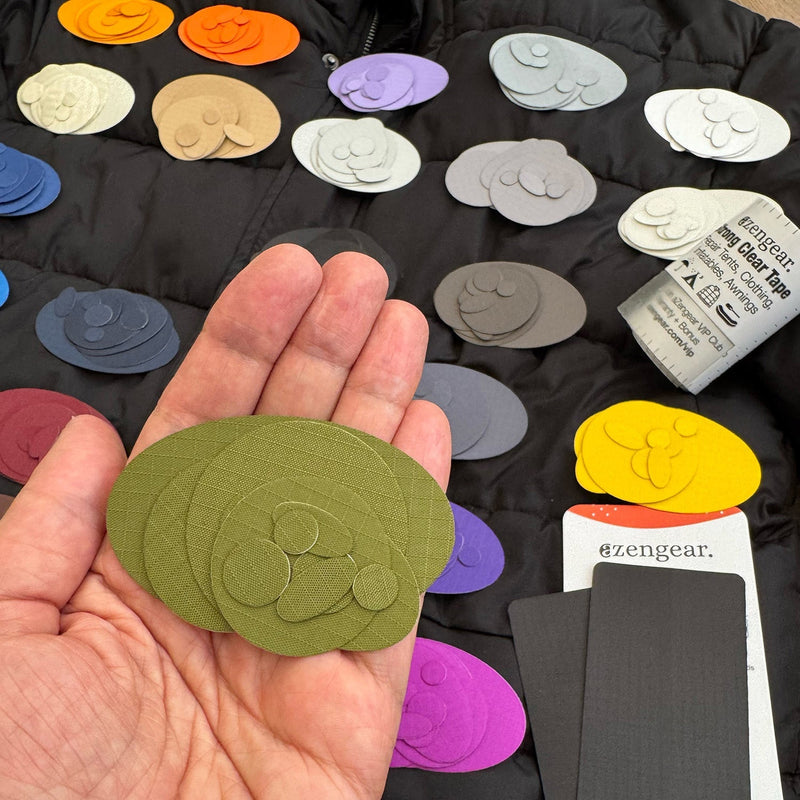 Repair Patches (30+ Colours) for Puffer Jackets, Tents, Upholstery - Stick On, Waterproof, Tear-Cold-Heat-Resistant