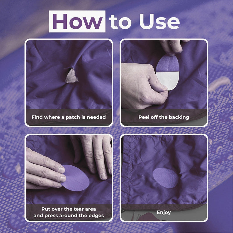 Repair Patches (30+ Colours) for Puffer Jackets, Tents, Upholstery - Stick On, Waterproof, Tear-Cold-Heat-Resistant