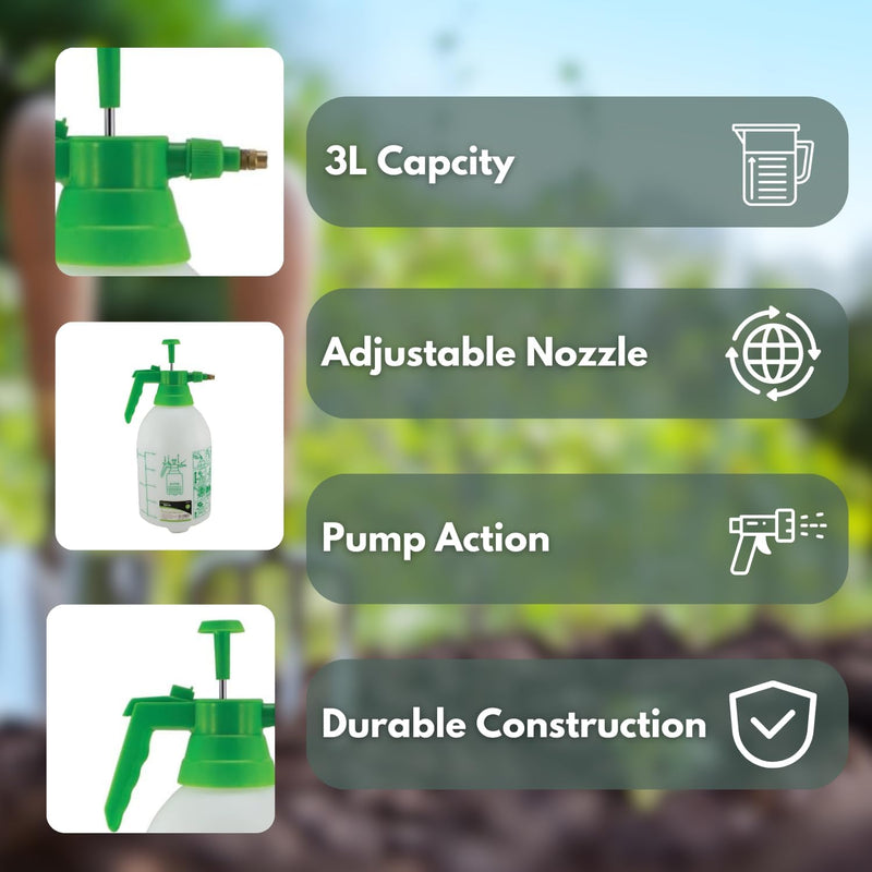 3L Hand Pump Pressure Sprayer Adjustable Garden Spray Bottle