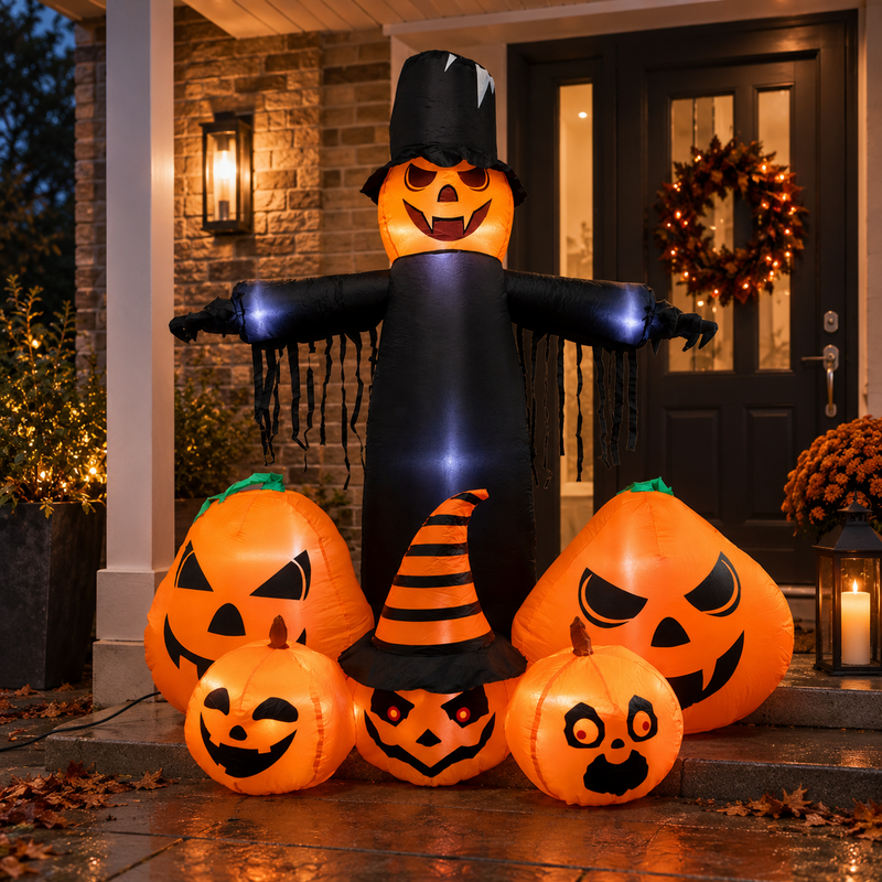 Inflatable Halloween Pumpkin Family with LED Lights