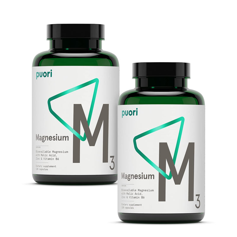 Puori Magnesium Complex M3 – High Absorption Magnesium Taurinate & Gluconate with Zinc, Vitamin B6 & Malic Acid | 240 Vegan Capsules