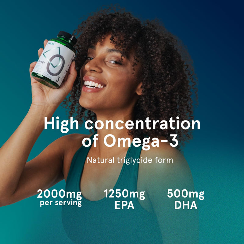 Puori O3 Omega-3 Fish Oil — Burpless, Wild-Caught, 2000mg Omega-3 (EPA 1250mg / DHA 500mg), 240 Softgels, IFOS Certified