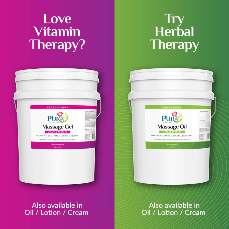PURA 1st Vitamin Therapy Massage Gel — Hypoallergenic, Unscented, Deep Tissue Support (5 Gallon)