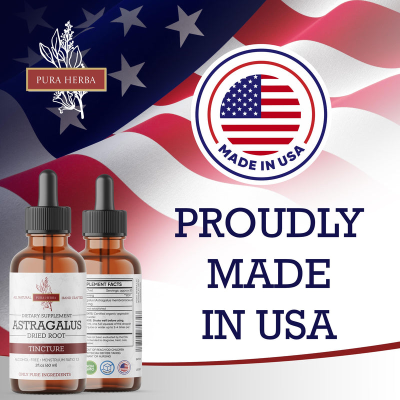Pura Herba Organic Astragalus Tincture - Premium Immune Support | Alcohol-Free, Sugar-Free, Vegan | Made in USA | 2 Fl Oz