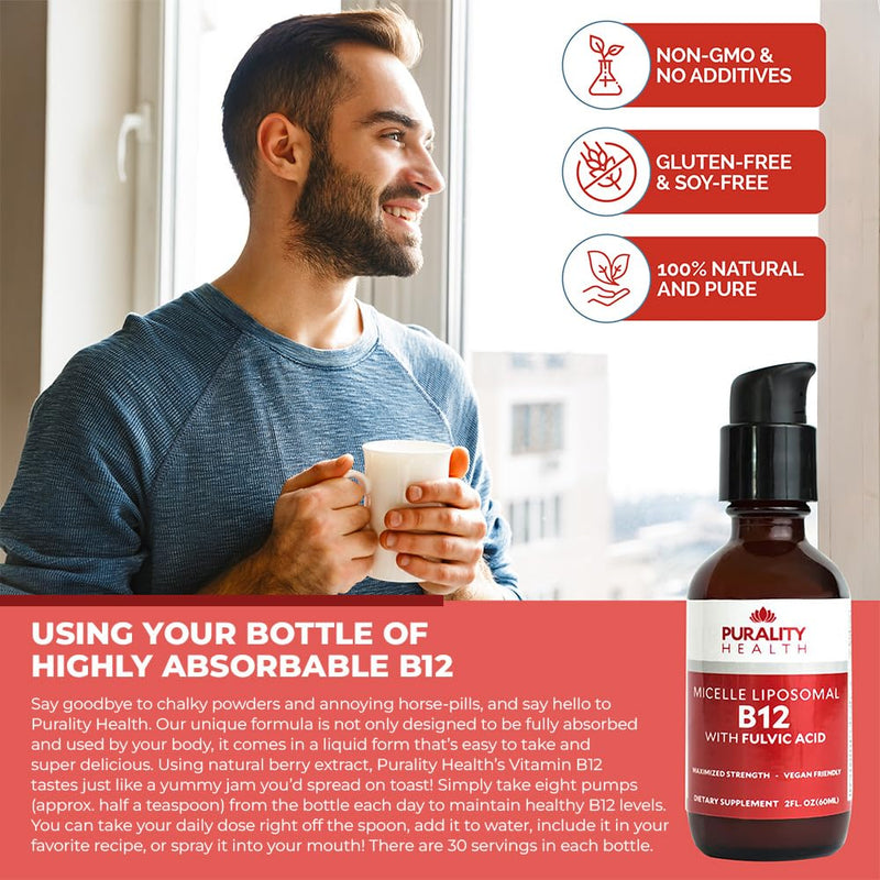 Purality Health Micelle Liposomal Vitamin B12 2500 mcg | Vegan, Methylcobalamin