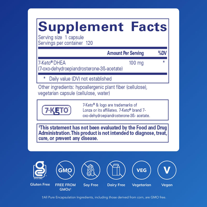 Pure Encapsulations 7-Keto DHEA 100 mg | Metabolic Support & Body Composition | 120 Caps