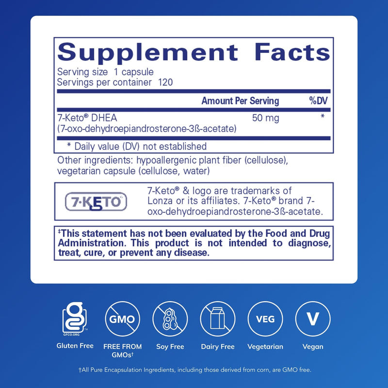 Pure Encapsulations 7-Keto DHEA 50 mg | Supports Thermogenesis & Healthy Body Composition | 120 Capsules