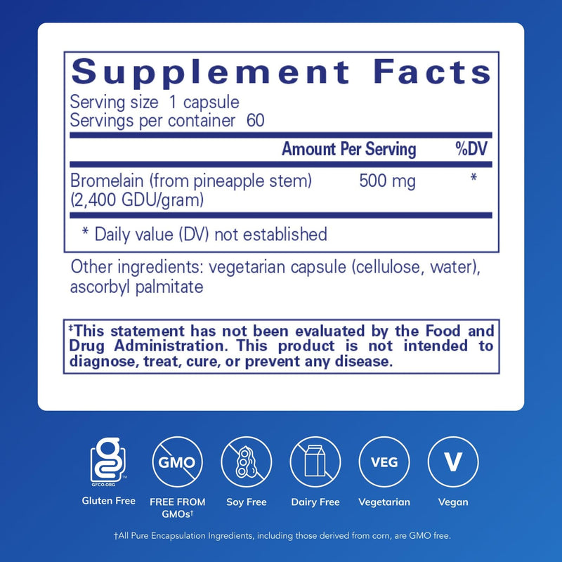 Pure Encapsulations Bromelain 2400 500 mg – Digestive & Joint Support (60 Caps)