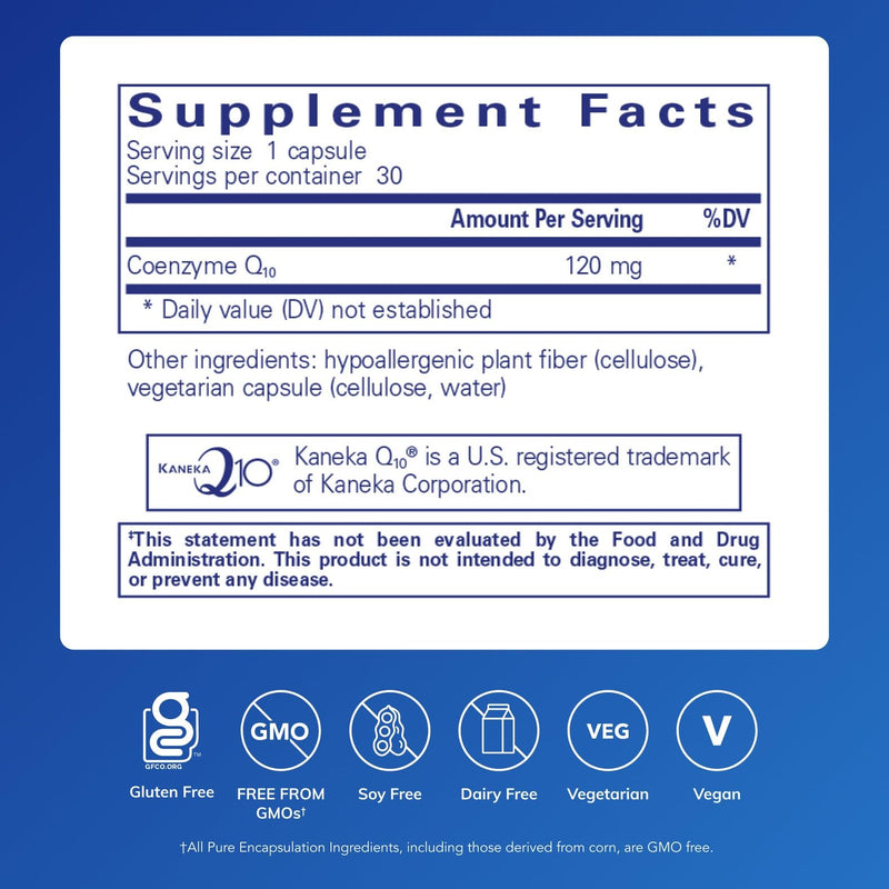 Pure Encapsulations CoQ10 120 mg – Coenzyme Q10 for Heart Health, Energy & Antioxidant Support, 30 Capsules
