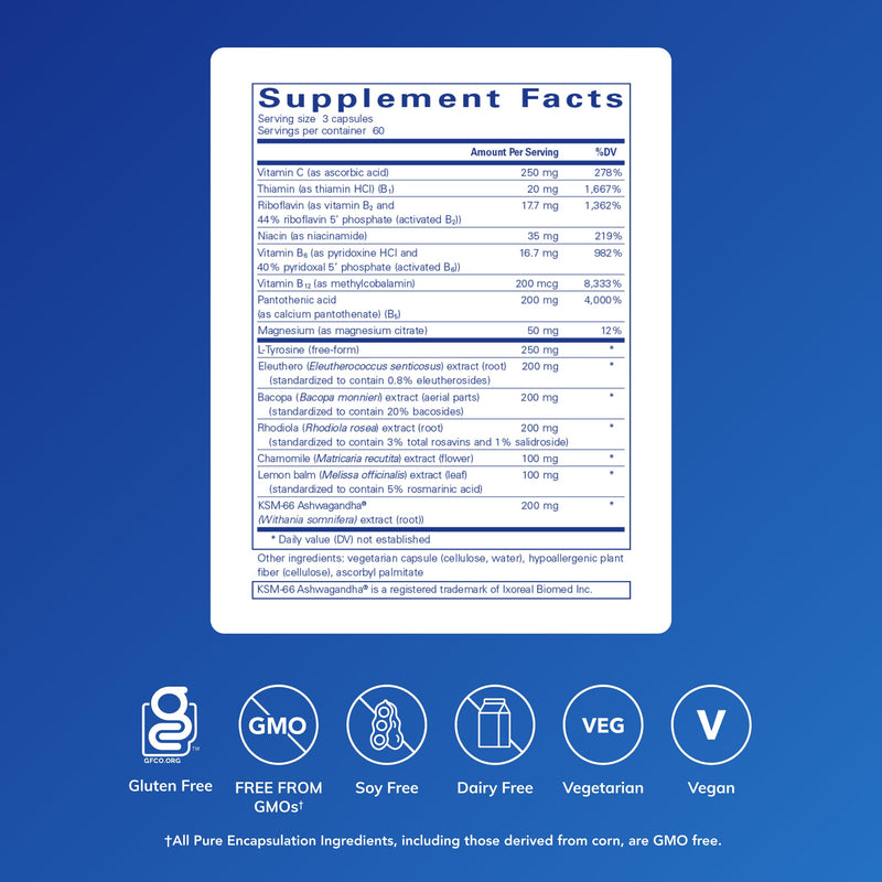 Pure Encapsulations Daily Stress Formula - Relaxation & Cognitive Support, 180 Capsules