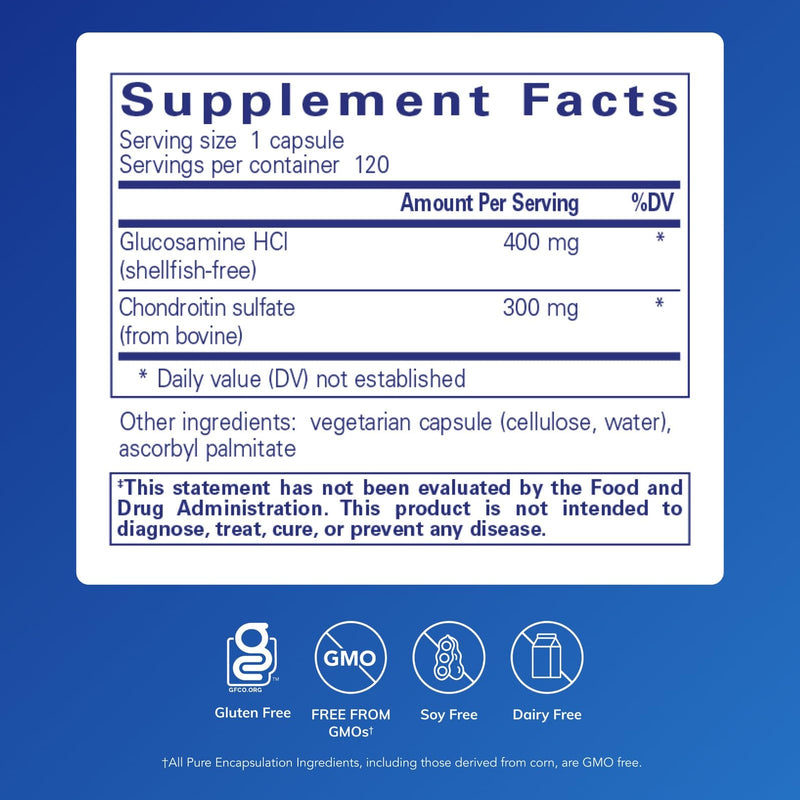 Pure Encapsulations Glucosamine HCl Chondroitin | Hypoallergenic Dual-Strength Joint Support | 120 Capsules