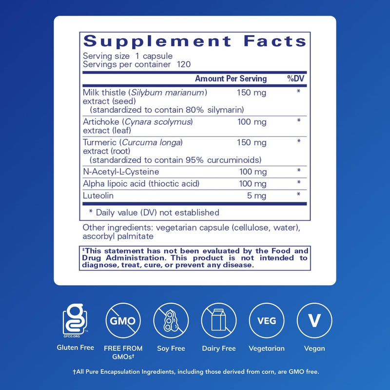 Pure Encapsulations LVR Formula | Hypoallergenic Liver Health & Antioxidant Support | 120 Capsules